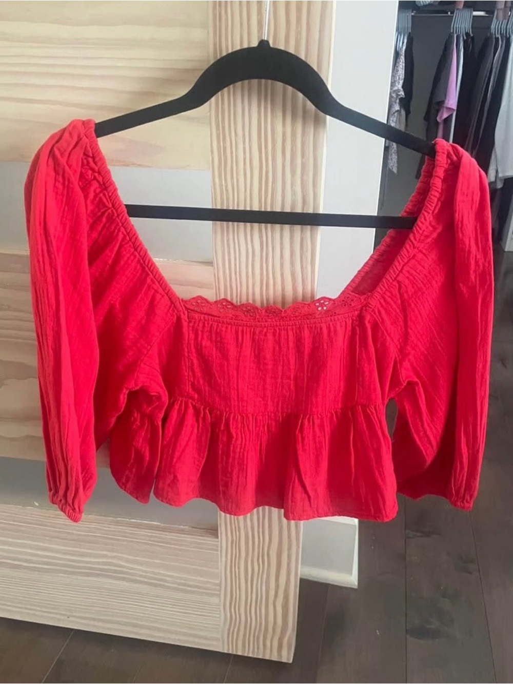 Billabong Red Peasant Crop Top - Women Tops - small